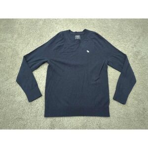 Abercrombie & Fitch Sweater Mens Large Blue Pullover Long Sleeve 55% Wool Casual